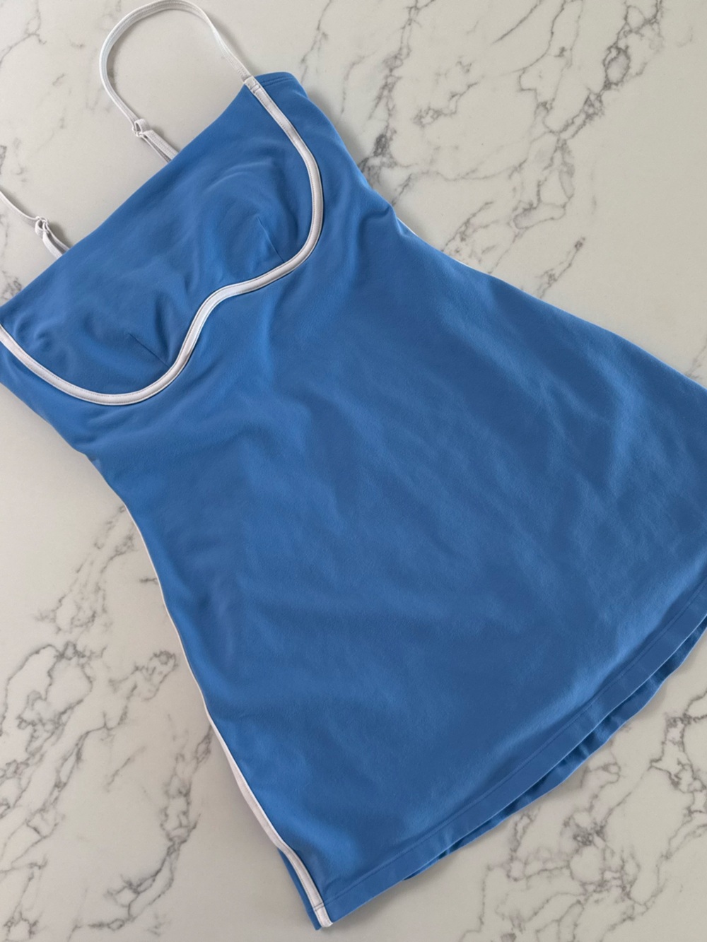 Alo Yoga Airbrush Streamlined Dress - Crystal Clear Blue / White - Size Medium - Picture 2 of 8